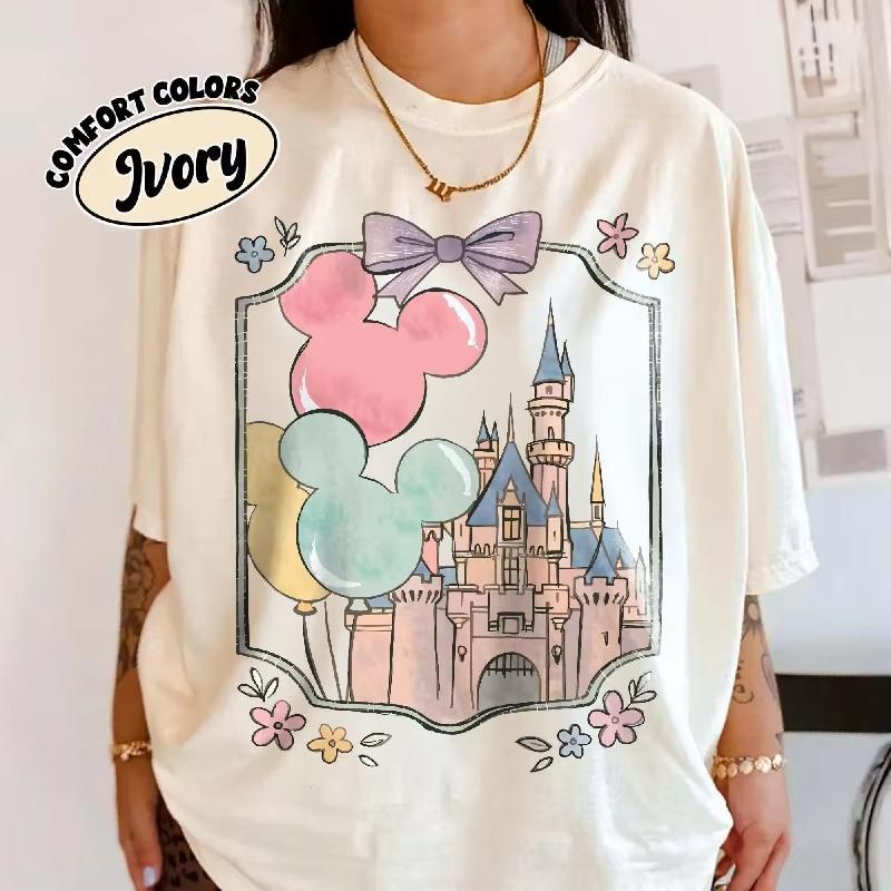 

New Vintage Walt Disneyland Mickey and Friends High Quality Printed Womens Short Sleeve Loose Casual TShirt S