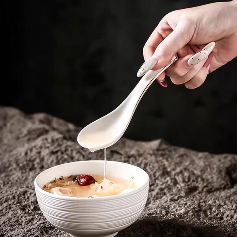 Gold Rim Ceramic Spoon Set