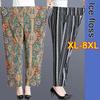 XL-8XL Women's Trousers Elderly Summer Pants Loose Ninth Pants Straight Pants Mother's Floral Pants Fat Grandma's Pants