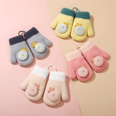 Baby Knitted Gloves Winter Warm Fce Lined Fingerl Boys Girls Children's Faion Accories Belts Hats Scarves