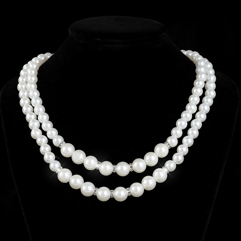 Accessories Bridal Sweater Necklace Kit Diamond Faux Pearl Necklace Earrings Bracelet Kit