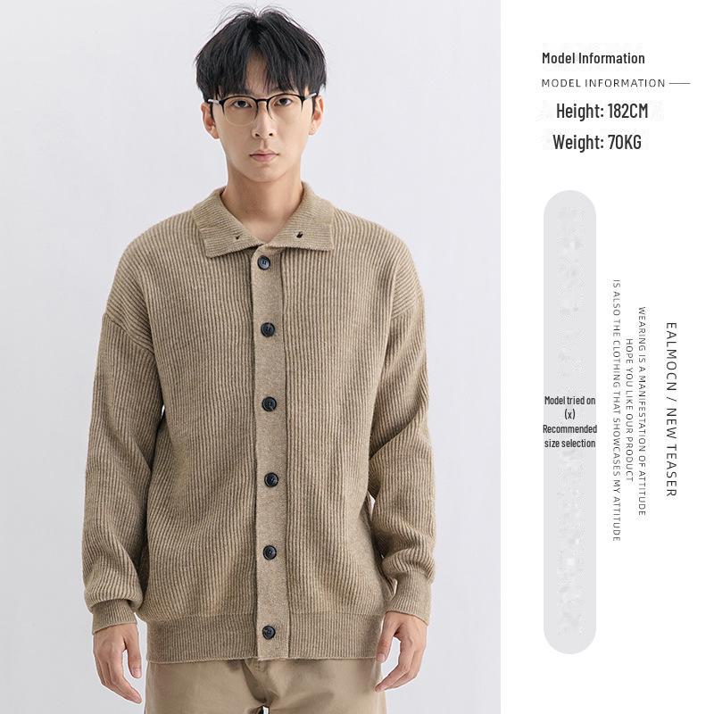 Yimeng Men's Winter High-End Long Sleeve Casual Knitted Sweater Jacket