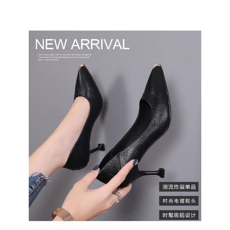 

Soft leather thin heels pointed high heels fashion mother shoes 2025 spring and autumn new breathable shallow mouth single shoes women s work shoes 40