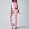 Women's Short Sleeve Flare Leg Tracksuit Set Multi Color Casual Outfit