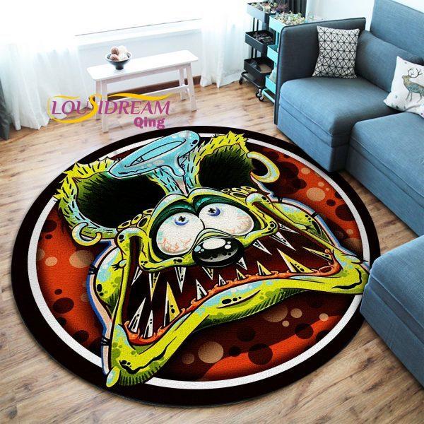 Carpet Retro Round Carpet Living Room Bedroom Skull Design Men's Gift