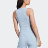 Adidas Originals American Vintage Series Solid Color Logo Embroidered Ribbed Tank Top Women Tops Light-Pink Light-Blue IL9626