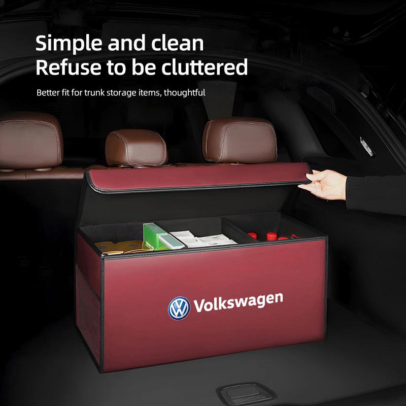 Lijk1 Car Trunk Leather Storage Box Auto Interior Organizer Accessories For VW GTI Polo Golf Passat Tiguan Arteon Touareg Taigo Caddy
