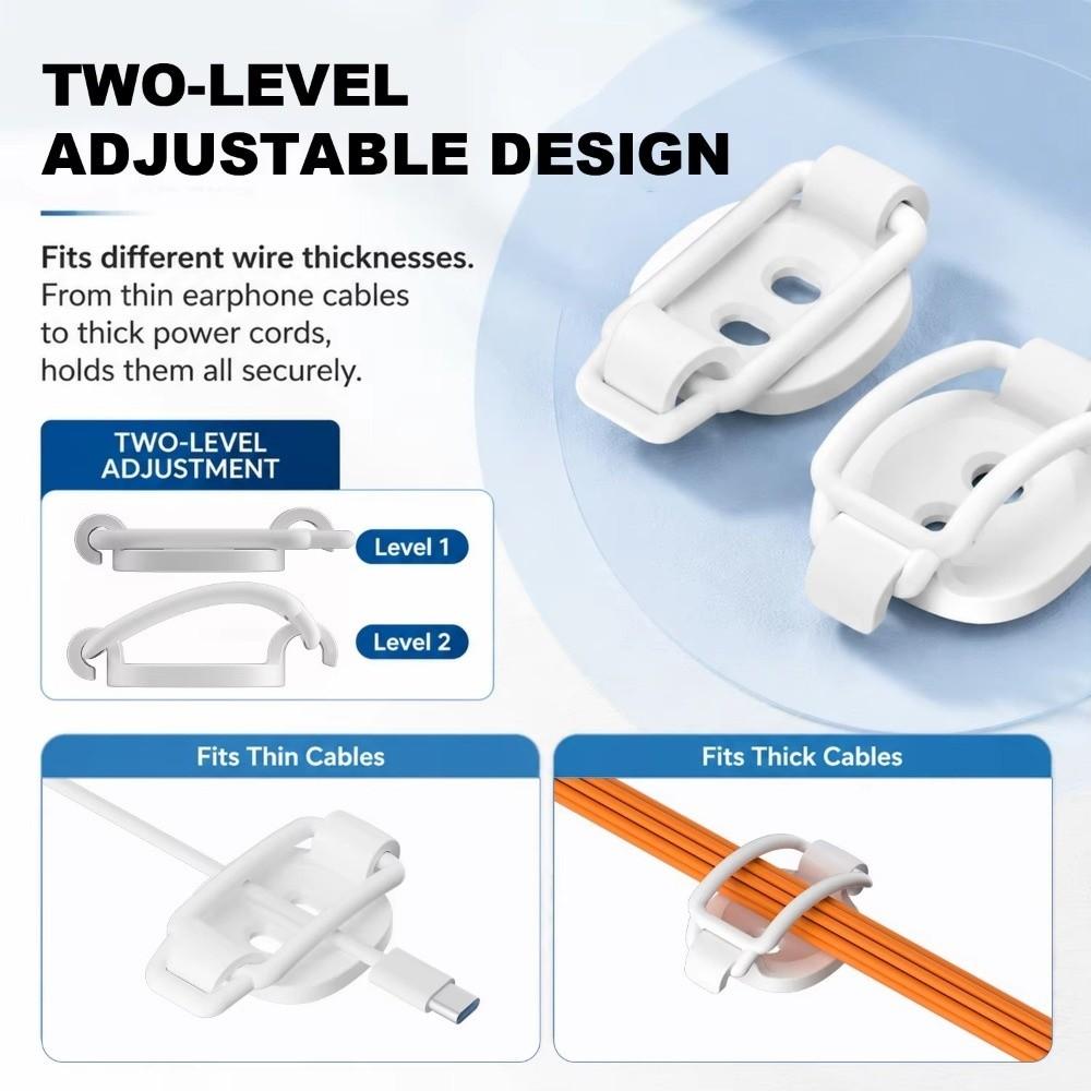 10 Pack Self-Adhesive Desktop Cable  Management Elastic Cord Organizer Cable Clips  Indoor