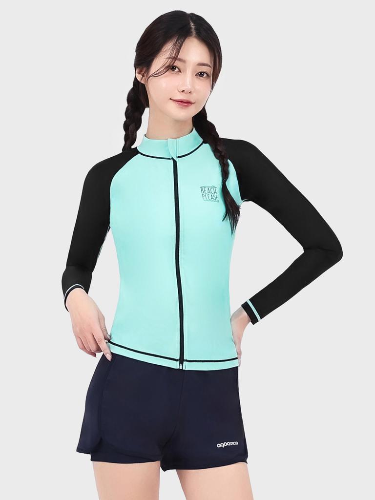 Akuatika Women'S Rash Guard Aqawza + Layered Swim Board Shorts Nv Set