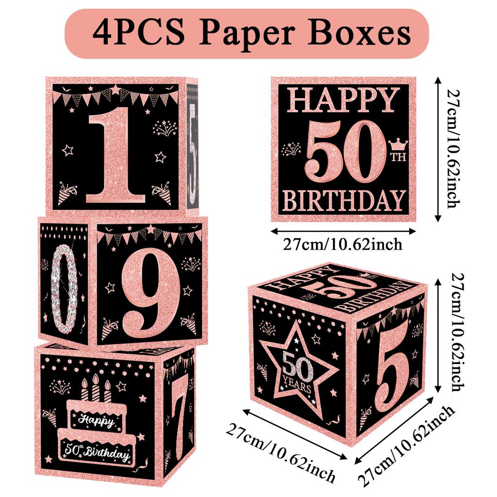 Black Pink Birthday Box 16 21 30 40 50 Year Birthday Party Decor Kids 30th 50th 60th Birthday Party Supplies Favors Anniversary