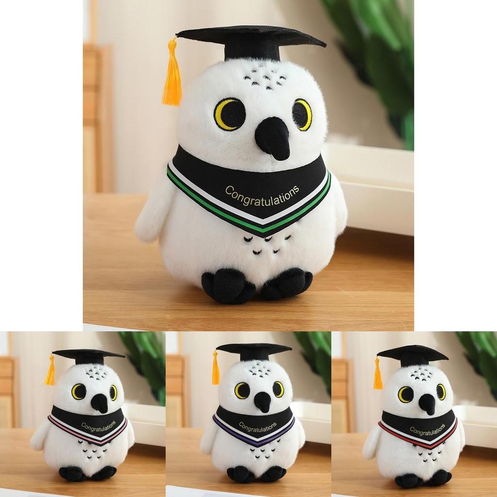 Graduation Owl Plush Toy  Doctoral Cap Embroidered Logo Academic Keepsake Gift