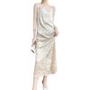 French Satin Silk Sling Dress Women's V-neck Acetate Jacquard Dress for Spring and Summer Slim Look Satin Vest Long Dress
