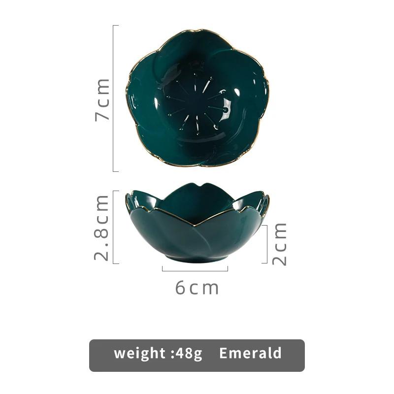 

Цветочная керамическая миска для приправ, керамическая тарелка с изображением сакуры, безделушка в виде цветка вишни, соусница, цветочное блюдо для кухни зелёный