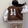 Casual Fashion Thickened Baseball Uniform Printed Sweatshirt Long Sleeve Top