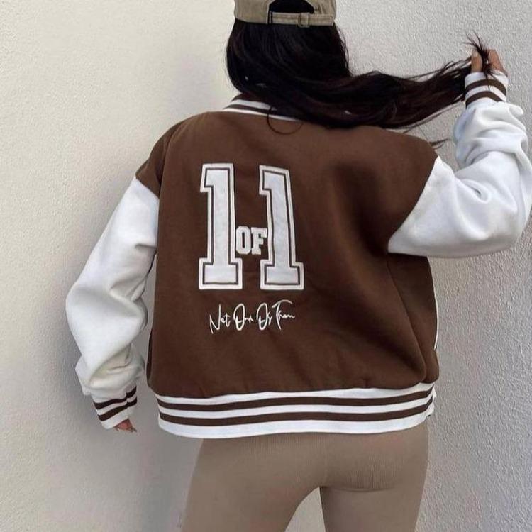Casual Fashion Thickened Baseball Uniform Printed Sweatshirt Long Sleeve Top