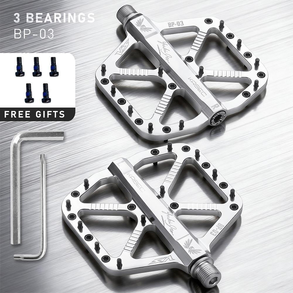 KRSEC CNC 3 Bearings Bicycle Pedals Ultralight BMX MTB Road Bike Pedals Non-slip Aluminum Alloy Mountain Bike Parts серебряный