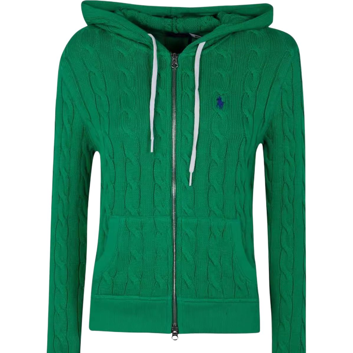 

Polo Ralph Lauren Однотонный трикотажный свитер с капюшоном на молнии, с длинными рукавами и вышитым логотипом, женский, зеленый 211959124-003 XS