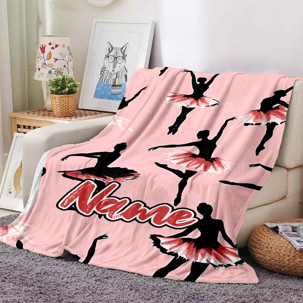 Custom Name Ballet Theme Printed Blanket - Perfect for Couch, Bed, Travel & Outdoor Use | Machine Washable, Cozy & Durable.