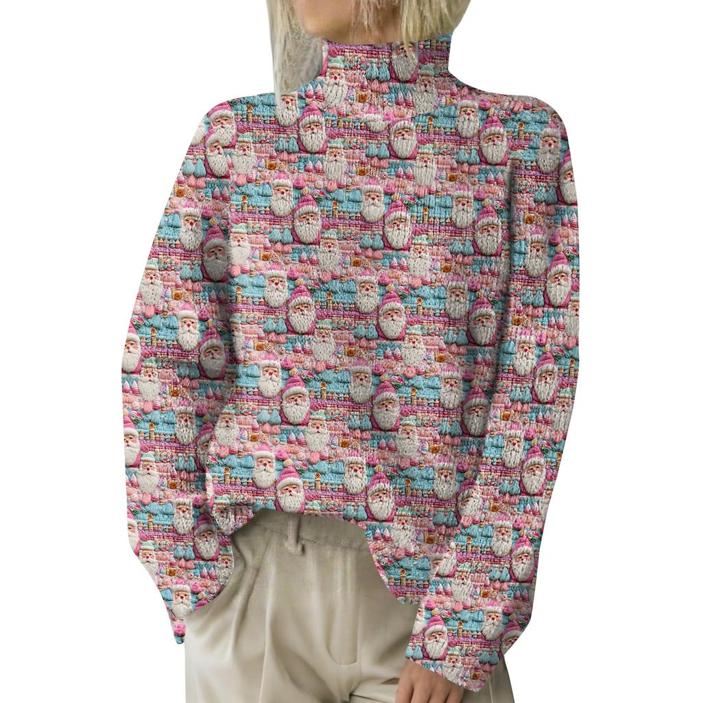 Christmas Sweatshirts For Women Knit Sweater Cute Shirt Fall Turtleneck Pullover Tops
