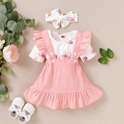 Summer Baby Suit Baby Petal Pattern Cute Short-sleeved Dress