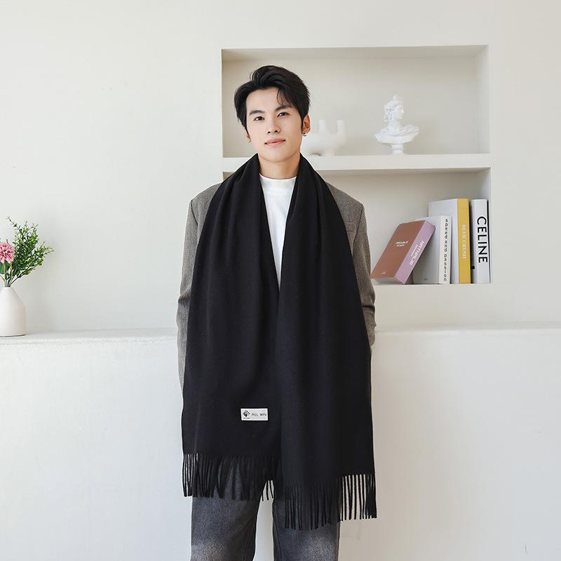 Cashmere Scarf Shawl High End New Wool Scarf Women's Winter Thickened Solid Color Scarf for Men