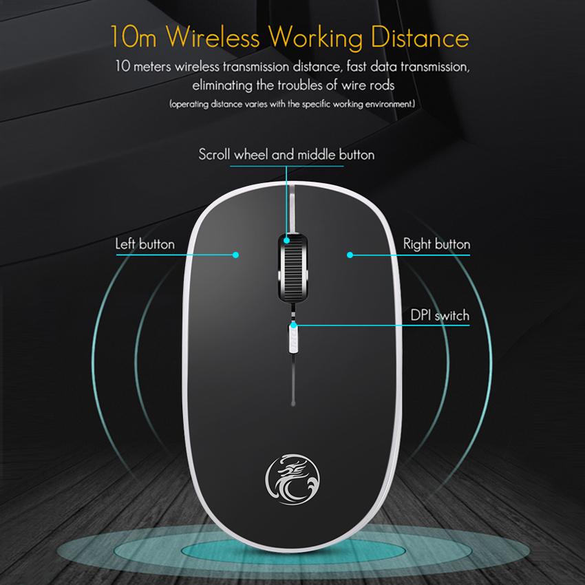 Bezdrátová myš Počítač Ergonomická myš 2.4g Optická Tichá PC myš Mini 4 tlačítka 1600dpi Bezhlučná USB myš Pro notebook Mc Mac