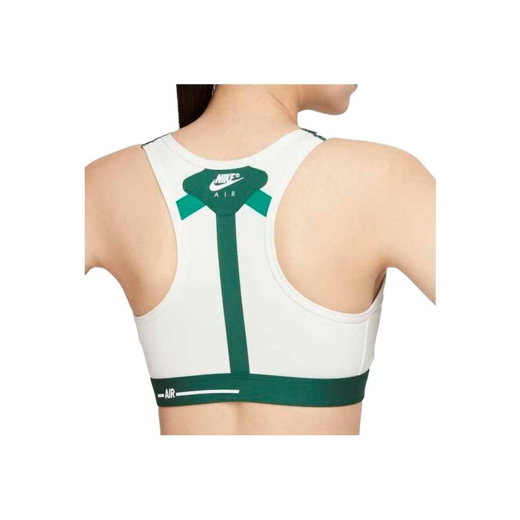 Nike Dri-FIT Swoosh Air Force 1 Logo Print Medium Support Sports Bra Women Underwear White Green DD1433-133