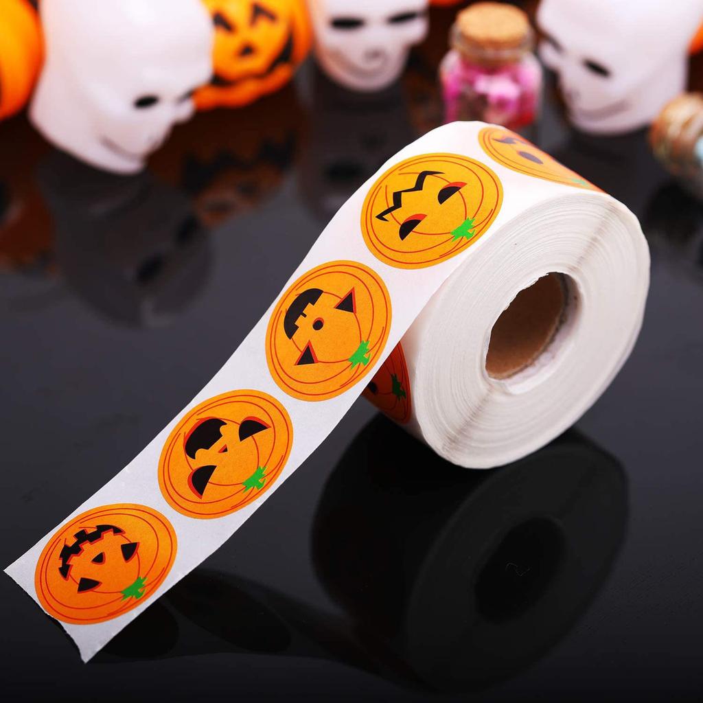 50-500pcs DIY Decorative Labels Halloween Party Favors Supplies Round Halloween Label Sticker Cute Smile Pumpkin Seal Sticker