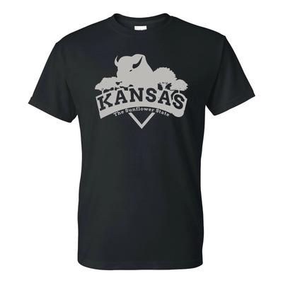 Kansas Buffalo Arch - Heimatstaat Stolz T-Shirt - Schwarz