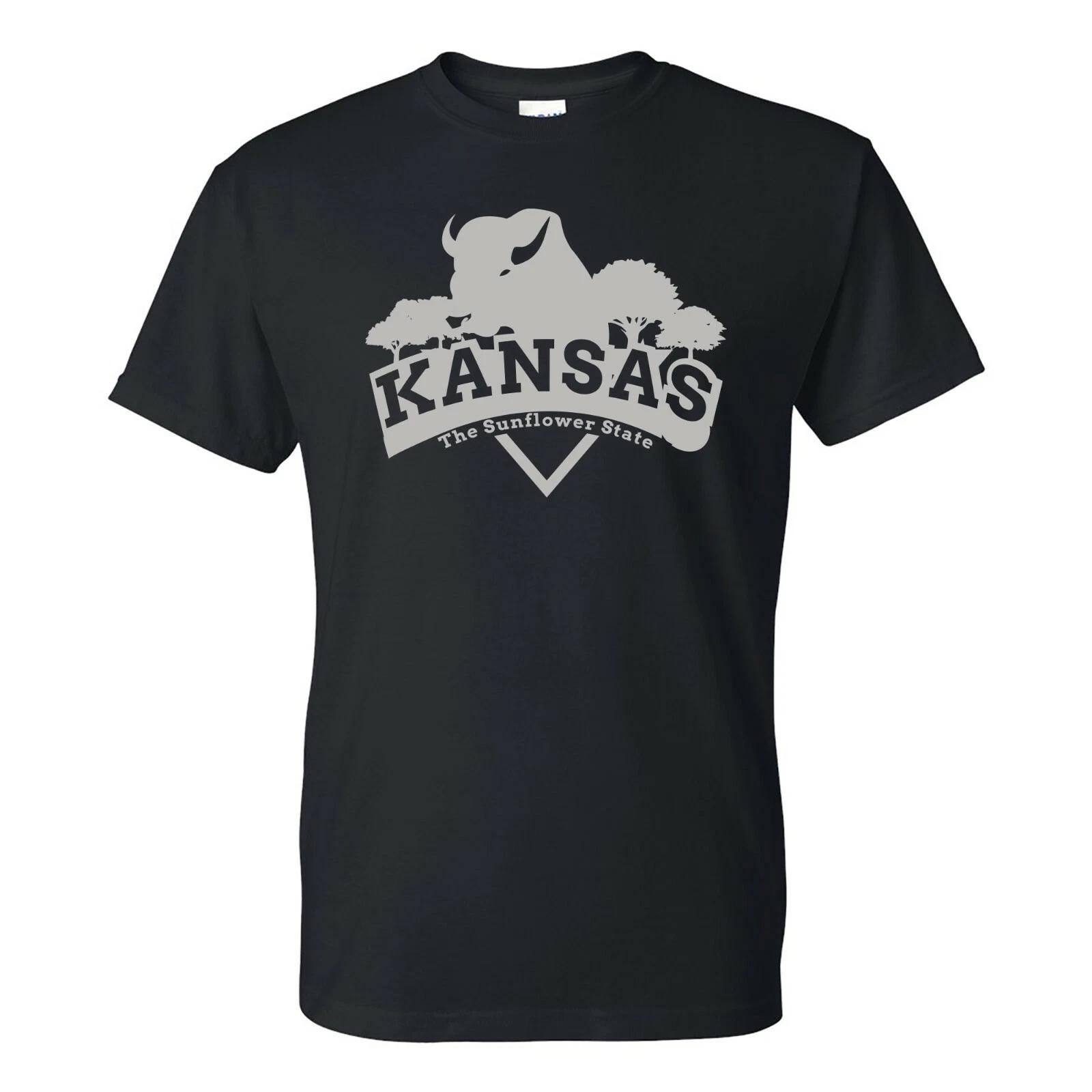Kansas Buffalo Arch - Hometown State Pride T Shirt - Black L