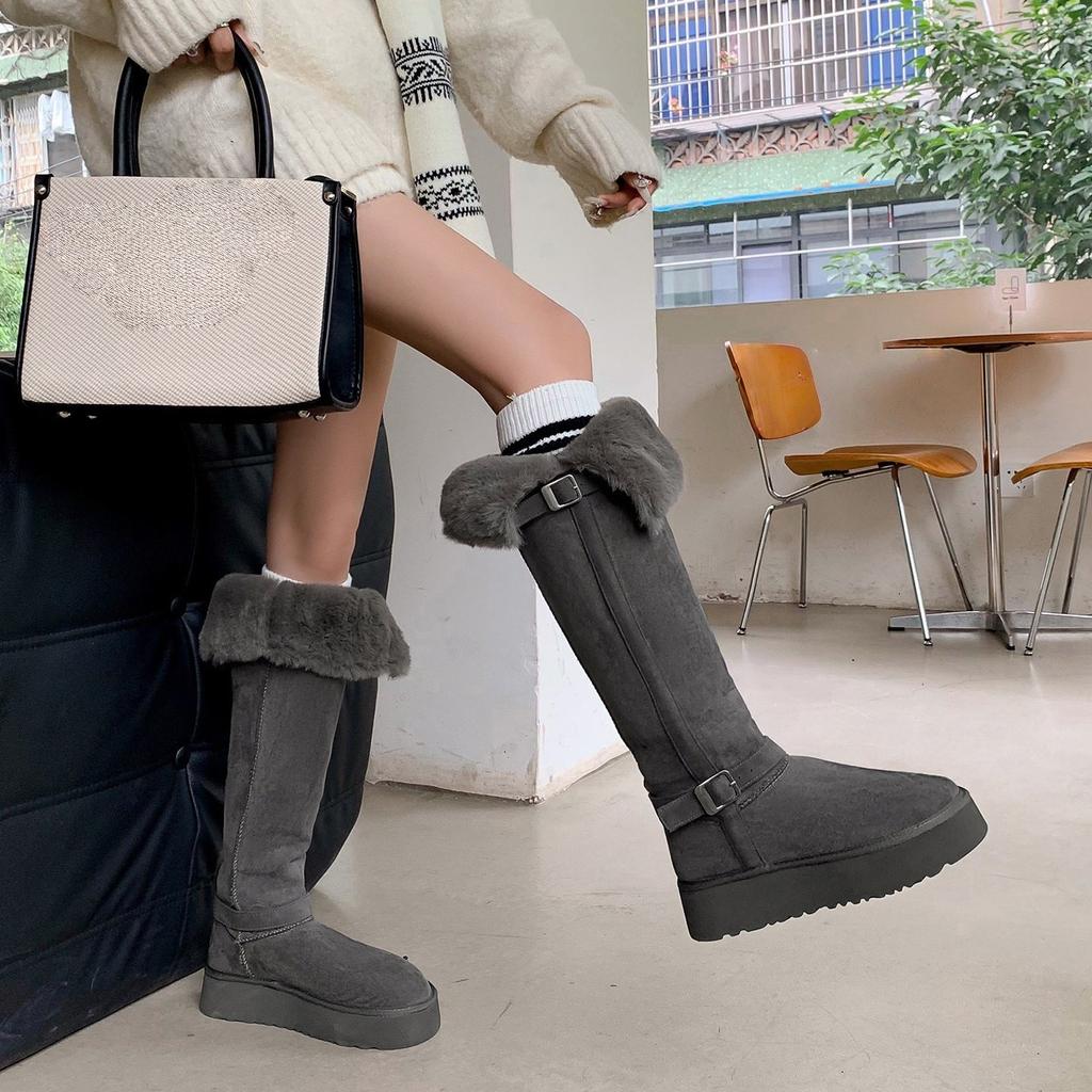Super hohe Schneestiefel Winter Samt Rutschfest Lange Stiefel Dicke Sohle Über dem Knie Schnee Baumwolle