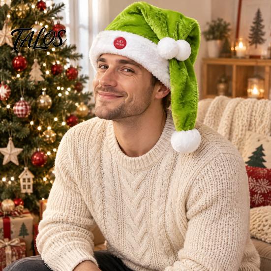 Quirky Christmas Sweater Party Hat Animated Naughty Santa Hat, Funny Dancing Button Activated Dynamic Holiday Costume Decoration Movement Soft