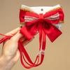 Tassel Red Bow Hair Clip Lion Embroidered Bow Headwear Children's Chinese Hairpin  Decoration