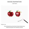 Yinziyun Christmas Apple Red Drip Oil Stud Earrings, Women’s European/American Holiday, S925 Silver.