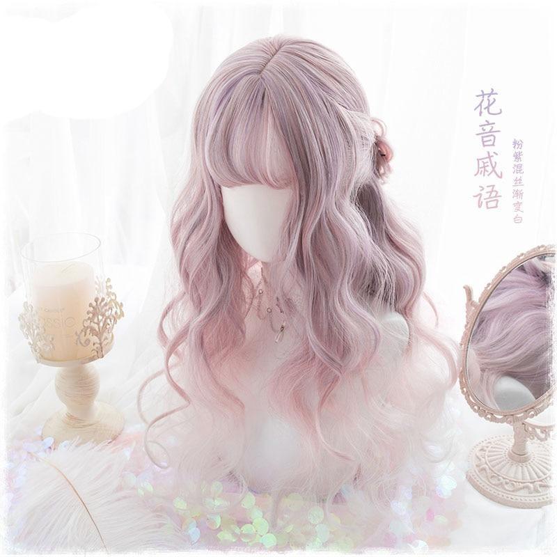 Pastel Pink Wavy Lolita Wig Wigs Facial Hair