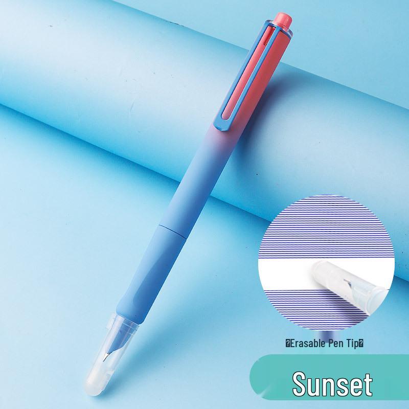Blue Erasable Fountain Pen for Students with Refillable Heat-Erase Ink and Eraser, Ideal for Writing Practice