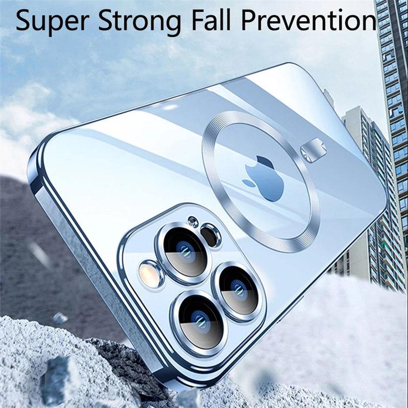 Luxury Plating Clear Magnetic For Magsafe Wireless Charge Case For iPhone 11 13 12 14 Pro Max Soft Silicone Cover