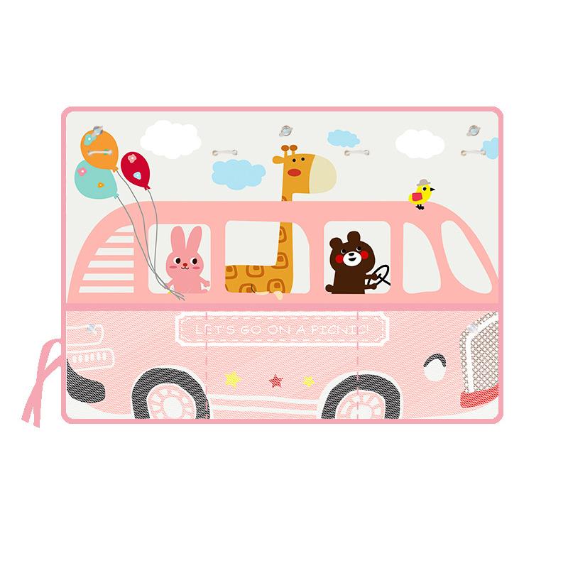 Lovely Car Curtain with Storage Net Pocket for Baby Window Sunshade Cover Kids Sunscreen Thermal Insulation Protection