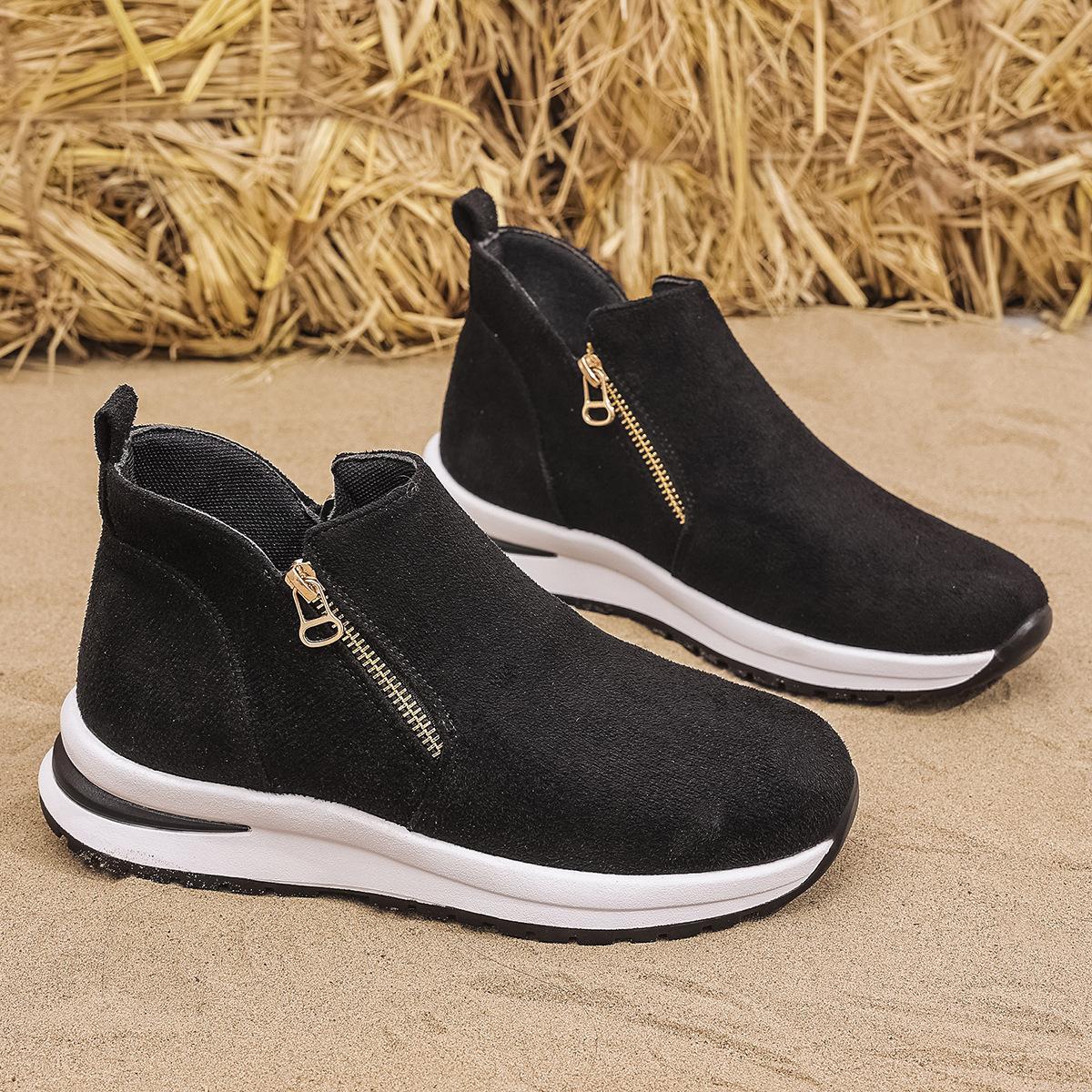 

Large Size Women s Casual Shoes Autumn Fashion Vintage Comfortable Short Boots Height Increase Outdoor Non Slip Ankle Boots 36 чёрный