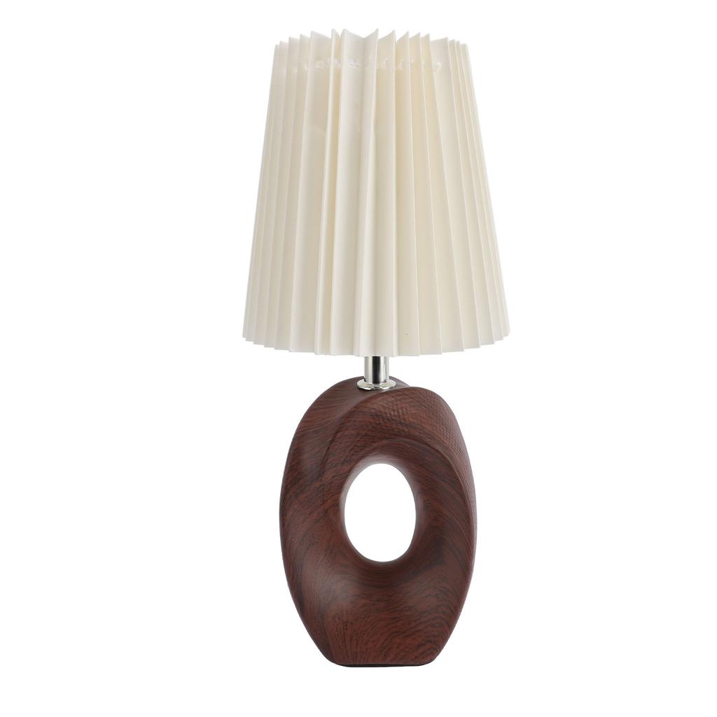 Lámpara de Noche 3 Colores Pequeña Decorativa de Mesa Luz Nocturna Atenuación Continua Grano de Nogal con Lino