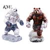 Bear Desktop Ornament Resin Boxing Figurine, Muscle Statue for Desk Decor, Shape Figurine Brown White Sculpture Office and Home Display Fitness