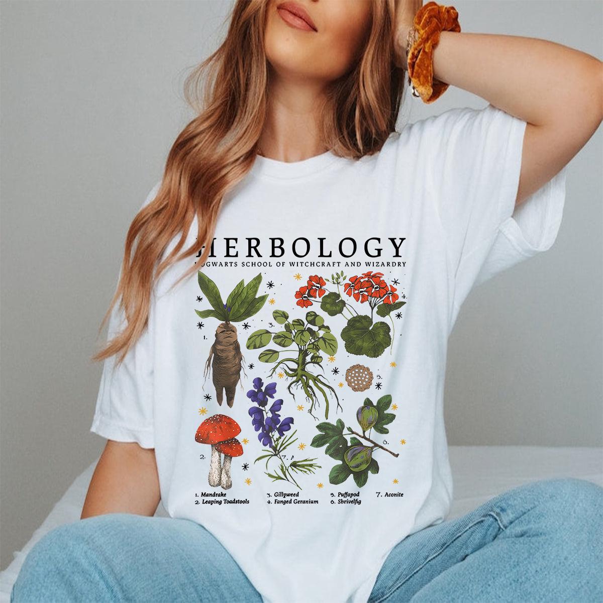 

Pure Cotton Herbology Hogwarts Women s T-Shirt, European/American Fit, Short Sleeve L