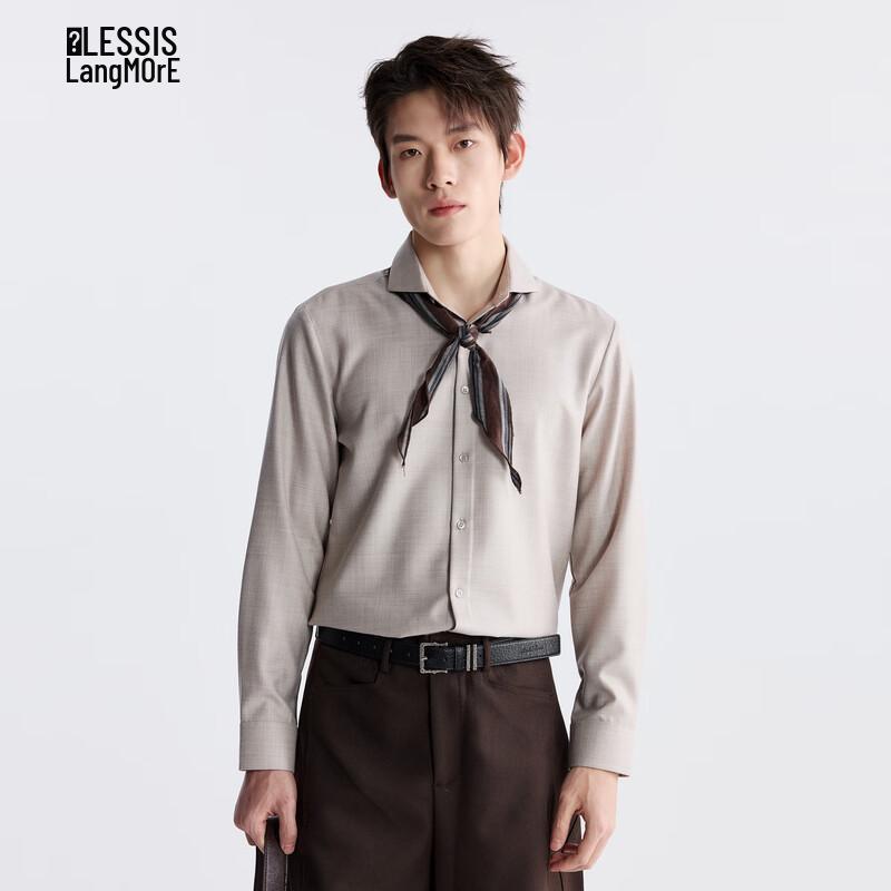 LILANZ Men s Wool Blend Slim Fit Long Sleeve Shirt 39 легкие хаки