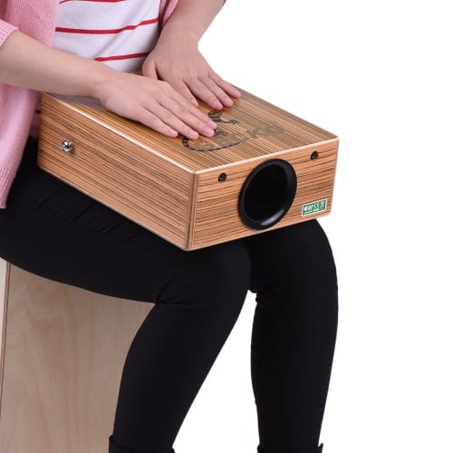 Btuty Traveling Cajon Box Drum Hand Drum Portable Wooden Percussion Instrument with Strap Carry Bag