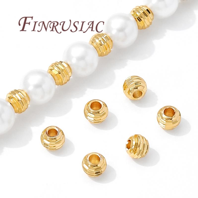 30/60Pcs 18K Gold Plated Spacers Beads For Bracelets Making,Brass Beads For Jewelry,Bead Separators, DIY Jewelry Accessories