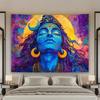 Abstract Shiva Wall Hanging with Meditative Pose, Om Symbol, and Golden Sun Halo
