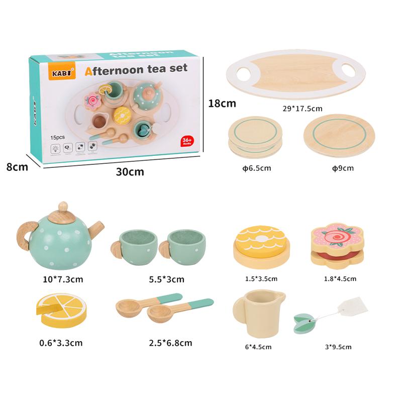 

Wooden Afternoon Tea Set Toy Pretend Play Kids Kitchen Food Toys Imitation Game Early Educational Toys for Children s Day Gift