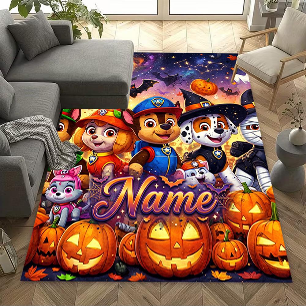 Bluey Halloween Party Customize Your Name Area Rug Design for Kitchen Foyer Outdoor Living Rooms Antislip Carpet Anime Office Decor Best for Christmas