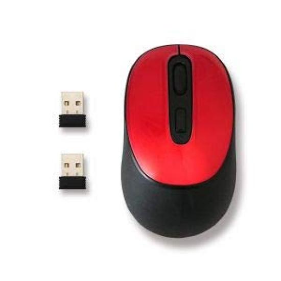 Wireless Mouse Connects to 2 PCs and easily with 2 receivers (Red) HDM-7146RD switches,