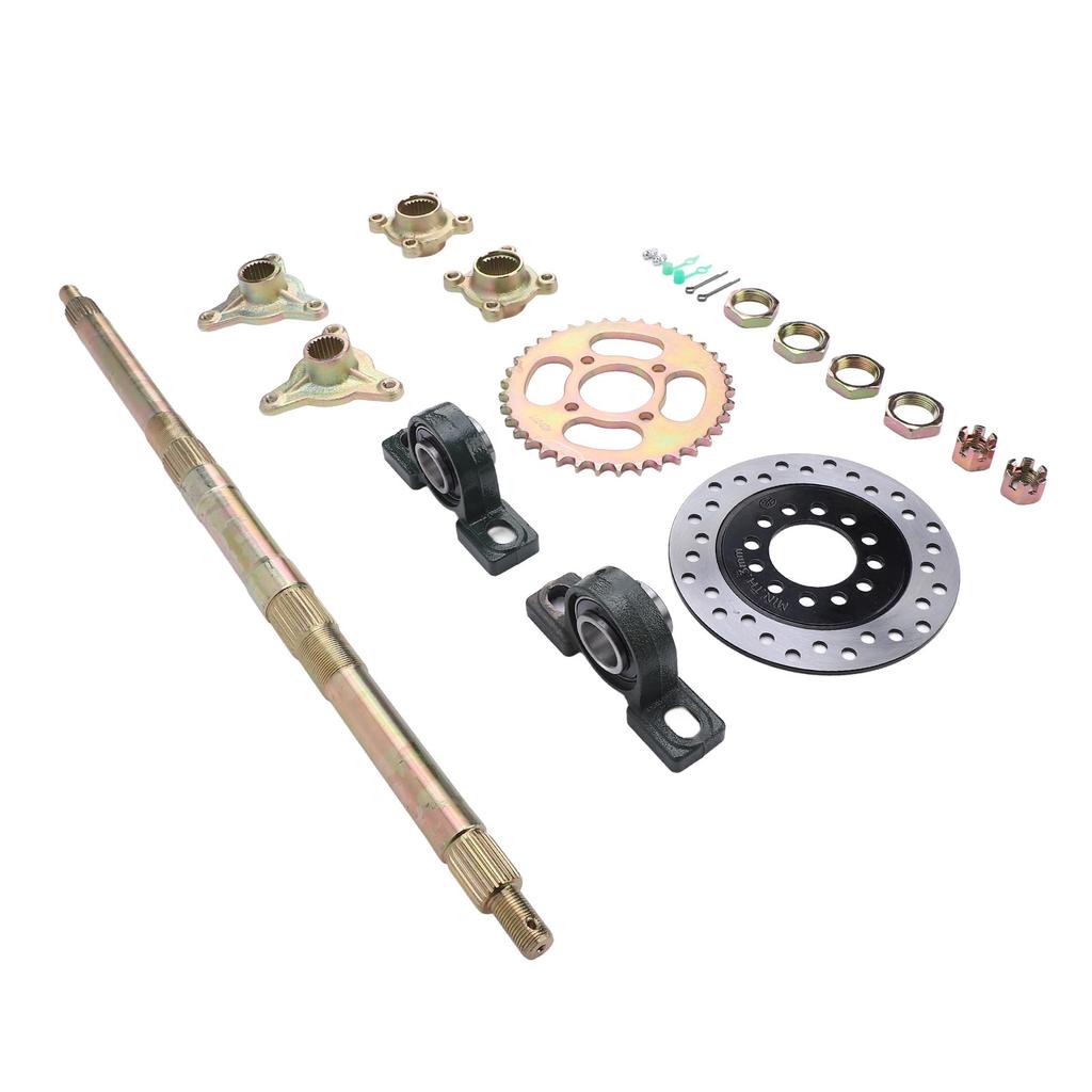 Go Kart Rear Axle Kit 24 Inch Heavy Duty Sprocket Brake Disc Base Rear Axle Assembly Set for 50 to 150CC DIY Rebuilt